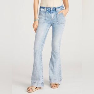 NEW! Driftwood Patch Pocket Flare Jeans in Light Wash